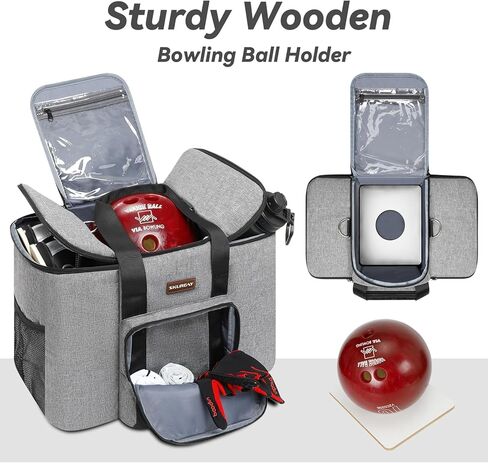أكياس كرات البولينج لكرات مفردة/كرتين، حقائب حمل كرات البولينج سهلة الحمل مع حامل بولينج خشبي وجيوب تخزين إضافية - تحمل كرة بولينج واحدة/اثنين وإكسسوارات إضافية in Kuwait