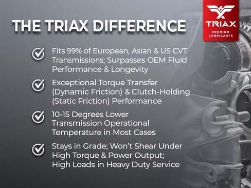 سائل ناقل الحركة CVT العالمي غير القابل للانزلاق من TRIAX CVT ATF OEM؛ يفوق جميع مواصفات OEM (إبريق سعة 5 لتر) in Saudi Arabia