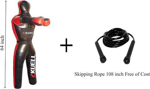 دمية Kuell Unfilled Grappling Dummy 35,50,70,120,140 رطل للمصارعة للبالغين، BJJ، تدريب الجودو كاراتيه - واقفة، رمي فنون القتال المختلطة، دمى جيو جيتسو البرازيلية مع حبل القفز in Saudi Arabia