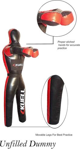 دمية Kuell Unfilled Grappling Dummy 35,50,70,120,140 رطل للمصارعة للبالغين، BJJ، تدريب الجودو كاراتيه - واقفة، رمي فنون القتال المختلطة، دمى جيو جيتسو البرازيلية مع حبل القفز in Saudi Arabia
