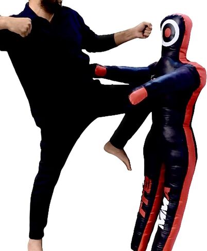 Wrestling Dummy Grappling Dummy PU Leather BJJ MMA Judo Karate Adult Jiu Jitsu Dummy - Un-Filled (Black, 4ft / 48 inches) in Kuwait