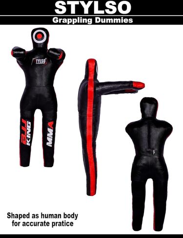 Wrestling Dummy Grappling Dummy PU Leather BJJ MMA Judo Karate Adult Jiu Jitsu Dummy - Un-Filled (Black, 4ft / 48 inches) in Kuwait