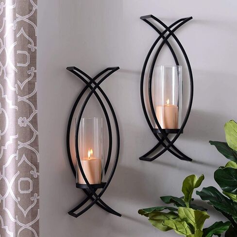 Set of Two Metal Wall Sconces Home Decor Metal Wall Candle Holder Sconce (18") in Saudi Arabia
