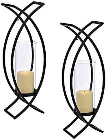 Set of Two Metal Wall Sconces Home Decor Metal Wall Candle Holder Sconce (18") in Saudi Arabia