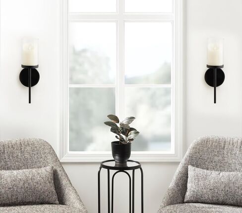 Kate and Laurel Blaise Transitional Metal Wall Sconce, 5 x 6 x 14, Black, Modern Round Candle Holder with Removable Glass Cylinder for Flameless Candles in Saudi Arabia