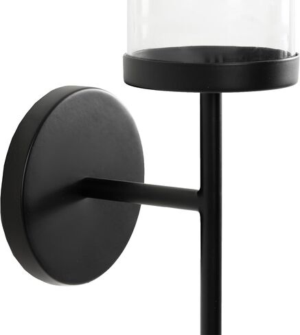 Kate and Laurel Blaise Transitional Metal Wall Sconce, 5 x 6 x 14, Black, Modern Round Candle Holder with Removable Glass Cylinder for Flameless Candles in Saudi Arabia