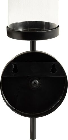Kate and Laurel Blaise Transitional Metal Wall Sconce, 5 x 6 x 14, Black, Modern Round Candle Holder with Removable Glass Cylinder for Flameless Candles in Saudi Arabia