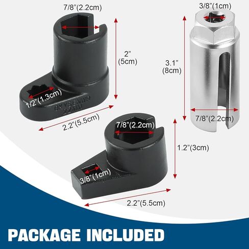 DASBET 3PCS مجموعة مقابس استشعار الأوكسجين | العالمي 3/8 بوصة محرك مجموعة أدوات مفتاح الربط الاستشعار ضغط الزيت إرسال وحدة مجموعة مقابس in Saudi Arabia