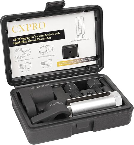 5Pcs Oxygen Sensor Socket Set, Automotive O2 Vacuum Sensor Socket with Spark Plug Wrench Thread Chasers Set, Offset O2 Sensor Switch Removal Tool in Kuwait