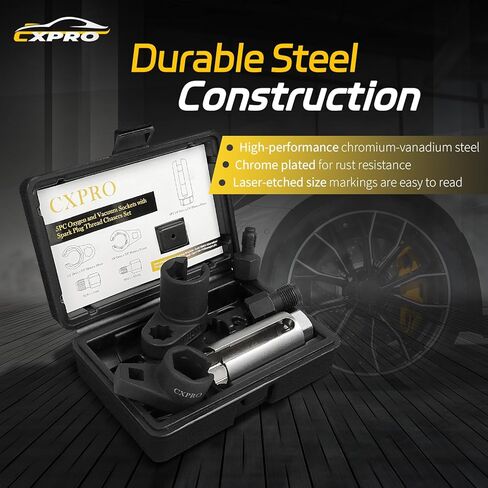 5Pcs Oxygen Sensor Socket Set, Automotive O2 Vacuum Sensor Socket with Spark Plug Wrench Thread Chasers Set, Offset O2 Sensor Switch Removal Tool in Kuwait