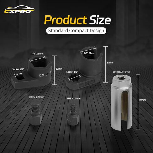 5Pcs Oxygen Sensor Socket Set, Automotive O2 Vacuum Sensor Socket with Spark Plug Wrench Thread Chasers Set, Offset O2 Sensor Switch Removal Tool in Kuwait