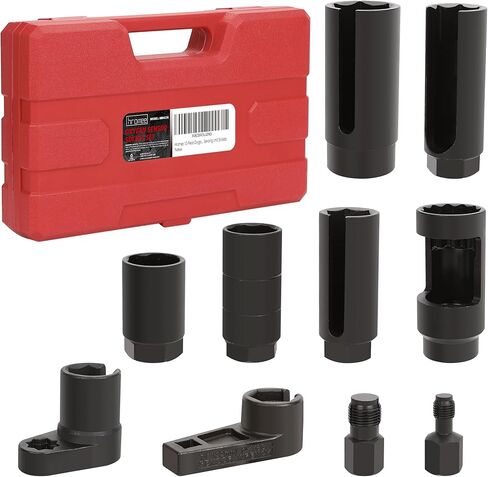 مجموعة مقابس مستشعر الأوكسجين من 10 قطع من Hromee مع مطاردات الخيوط، ومقبس الحاقن ووحدة إرسال الزيت، مجموعة أدوات إزالة مستشعر الأوكسجين 1/2 بوصة و3/8 بوصة مربعة in Kuwait