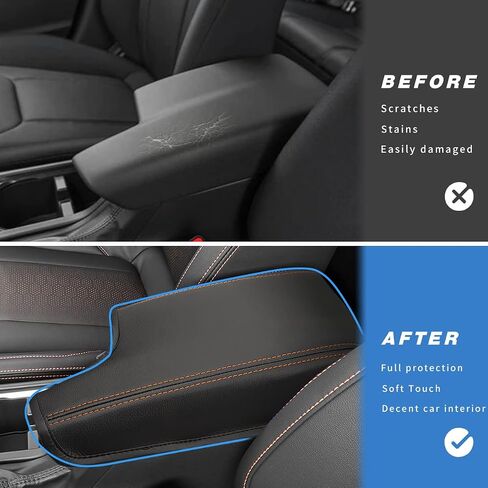 غطاء مسند ذراع وحدة التحكم المركزية للسيارة INTGET لملحقات Subaru Crosstrek 2018 2019 2020 2021 2022 2023 Impreza 2017-2023 غطاء صندوق مسند ذراع جلدي غطاء وحدة التحكم الوسطى واقي مقعد (غرز برتقالية) in Kuwait