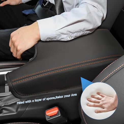 غطاء مسند ذراع وحدة التحكم المركزية للسيارة INTGET لملحقات Subaru Crosstrek 2018 2019 2020 2021 2022 2023 Impreza 2017-2023 غطاء صندوق مسند ذراع جلدي غطاء وحدة التحكم الوسطى واقي مقعد (غرز برتقالية) in Kuwait