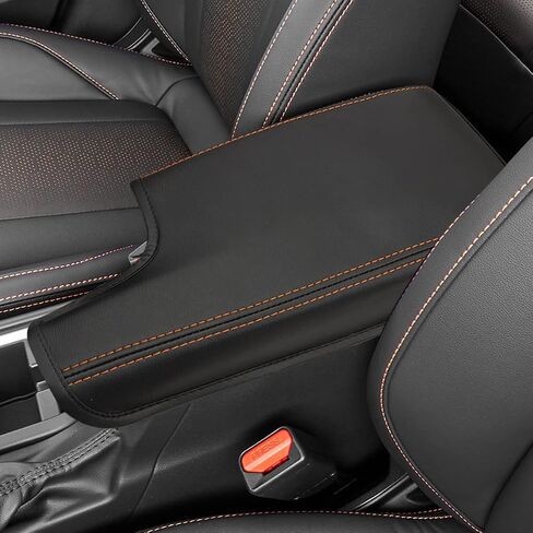 غطاء مسند ذراع وحدة التحكم المركزية للسيارة INTGET لملحقات Subaru Crosstrek 2018 2019 2020 2021 2022 2023 Impreza 2017-2023 غطاء صندوق مسند ذراع جلدي غطاء وحدة التحكم الوسطى واقي مقعد (غرز برتقالية) in Kuwait