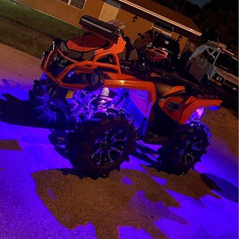 SUNPIE 4 Pods RGBW Rock Lights الألومنيوم معدن LED Underglow Light Kit App RF التحكم عن بعد وضع الصوت وضع الموسيقى متعدد الألوان عجلة أضواء جيدة للشاحنات على الطرق الوعرة SUV ATV UTV قوارب مقطورة in Saudi Arabia