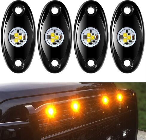 Aukmak 4 Pods LED Rock Light Kit for Jeep ATV SUV الطرق الوعرة سيارة شاحنة قارب Underbody Glow Trail Rig Lamp Underglow LED أضواء نيون مقاومة للماء - أزرق in Saudi Arabia