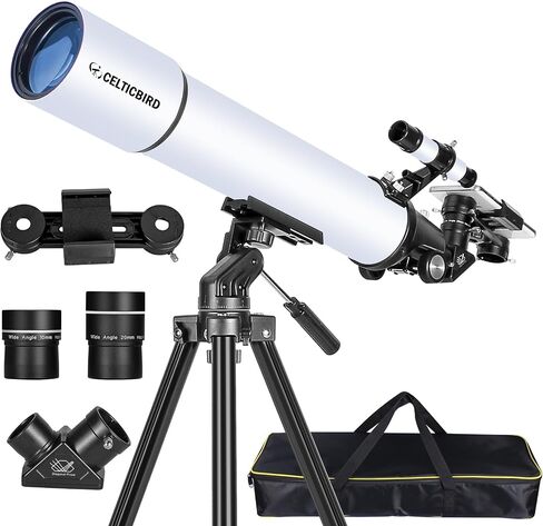 Celticbird Telescope for Adults High Powered, 80mm Aperture 600mm AZ Mount Refractor Telescope for Kids Beginners - Portable Telescopes for Adults Astronomy with Backpack, Phone Adapter, Moon Filter in Saudi Arabia