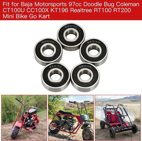 GREHUA Front and Rear Wheel Bearing for Baja Motorsports 97cc Doodle Bug Coleman CT100U CC100X KT196 Motovox MBX10 MBX11 Classic 80cc 105cc Realtree RT100 RT200 Mini Bike Go Kart Parts 6201RS in Saudi Arabia