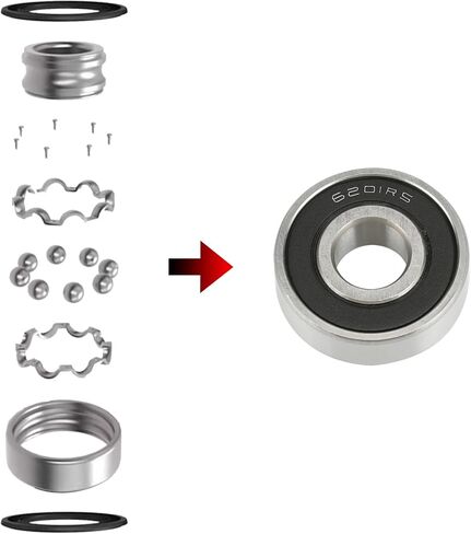 GREHUA Front and Rear Wheel Bearing for Baja Motorsports 97cc Doodle Bug Coleman CT100U CC100X KT196 Motovox MBX10 MBX11 Classic 80cc 105cc Realtree RT100 RT200 Mini Bike Go Kart Parts 6201RS in Saudi Arabia
