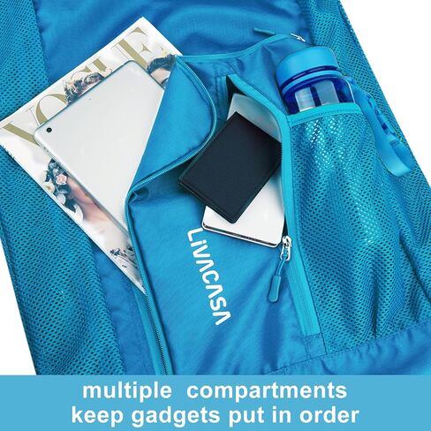 حقيبة ظهر شبكية من LIVACASA حقيبة ظهر للسباحة برباط مع جيب شبكي سريع الجفاف لمعدات السباحة الشبكية حقيبة الشاطئ باللون الأزرق in Kuwait