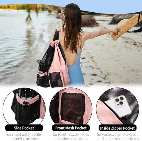 5 قطع من حقائب السباحة الشبكية برباط مع جيب مبلل، حقيبة رياضية شبكية خفيفة الوزن على الشاطئ للنساء والرجال، حمام السباحة، صالة الألعاب الرياضية، الغطس، معدات التمرين، 5 ألوان in Kuwait