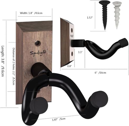 Guitar Wall Mount, 4 Pack Guitar Hanger,Black Walnut Guitar Hook Holder Stand for Acoustic Electric Bass Guitar Ukulele Mandolin at Home, Studio in Kuwait