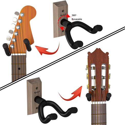 Guitar Wall Mount, 4 Pack Guitar Hanger,Black Walnut Guitar Hook Holder Stand for Acoustic Electric Bass Guitar Ukulele Mandolin at Home, Studio in Kuwait