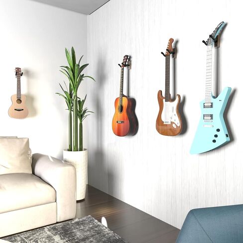 Guitar Wall Mount, 4 Pack Guitar Hanger,Black Walnut Guitar Hook Holder Stand for Acoustic Electric Bass Guitar Ukulele Mandolin at Home, Studio in Kuwait