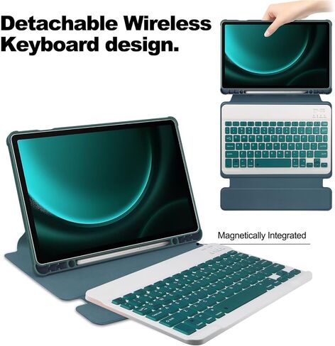 kaidisen 360 Rotating Keyboard Case for Galaxy Tab S6 Lite 10.4 inch, Vertical Stand Magnetic Detachable Keyboard Slim Folio Smart Cover with Keyboard,Light Blue in Saudi Arabia