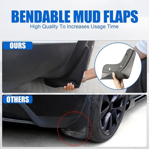 اللوحات الطينية لملحقات موديل Y 2021-2024، واقيات الطين المصنوعة من مادة مرنة مقاومة للرذاذ، لا تتطلب الحفر، سهلة التركيب in Kuwait