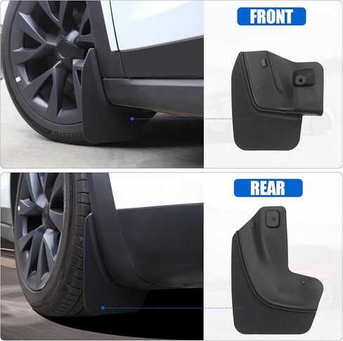 اللوحات الطينية لملحقات موديل Y 2021-2024، واقيات الطين المصنوعة من مادة مرنة مقاومة للرذاذ، لا تتطلب الحفر، سهلة التركيب in Kuwait