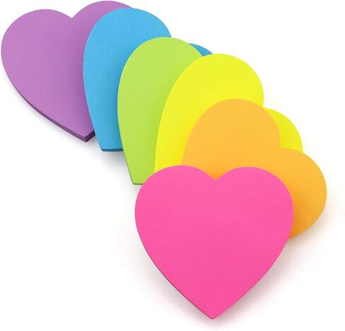 SIMONA Heart Shape Sticky Notes 8 Color Bright Colorful Sticky Pad 75 Sheets/Pad Self-Sticky Note Pads in Saudi Arabia