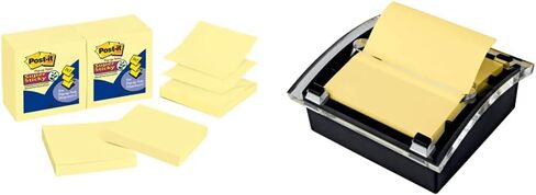 موزع ملاحظات منبثق فائق الالتصاق من Post-it، 12 لوحة ملاحظات لاصقة، 3 × 3 بوصة، 2X قوة الالتصاق واللوازم المدرسية والمنتجات المكتبية، تستخدم مع موزعات الملاحظات اللاحقة، أصفر كناري in Kuwait