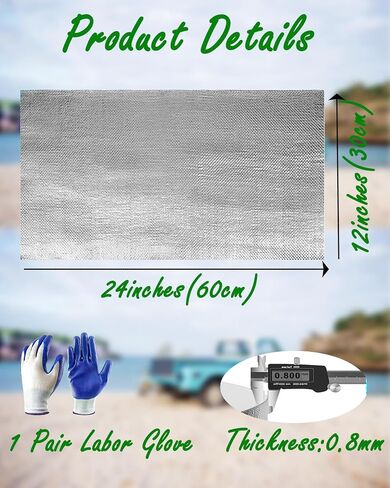 Mantel Protector Fireplace Heat Shield - 12" X 48" Aluminum Backed Aluminized Thermal Barrier Fiberglass Insulation Reflective Material High Temp Protection for Cabinet Heat Sheet Wall Behind Grill in Saudi Arabia