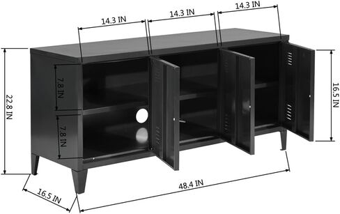 FurnitureR Office File Storage Console Cupboard Metal Cabinet 3 Door Cupboard Locker Organizer with Walnut MDF Top Black Metal Frame in Saudi Arabia
