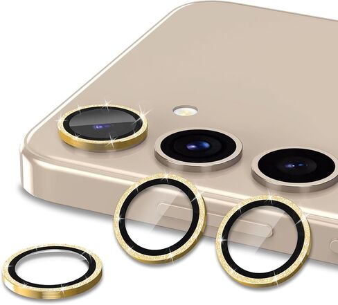for Samsung Galaxy S24 Camera Lens Protector, Individual Metal Ring Tempered Glass Lens Cover, [Strong Adsorption] Scratch Resistant Ultra-Thin HD Clear Lens Cover, 1 Set-Black Ring in Saudi Arabia