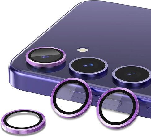 for Samsung Galaxy S24 Camera Lens Protector, Individual Metal Ring Tempered Glass Lens Cover, [Strong Adsorption] Scratch Resistant Ultra-Thin HD Clear Lens Cover, 1 Set-Black Ring in Saudi Arabia