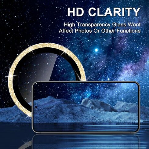 for Samsung Galaxy S24 Camera Lens Protector, Individual Metal Ring Tempered Glass Lens Cover, [Strong Adsorption] Scratch Resistant Ultra-Thin HD Clear Lens Cover, 1 Set-Black Ring in Saudi Arabia