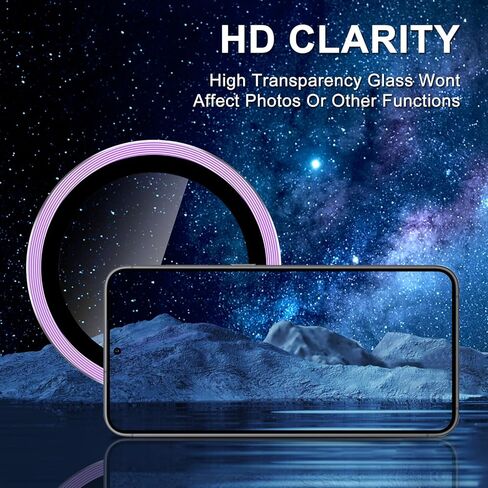 for Samsung Galaxy S24 Camera Lens Protector, Individual Metal Ring Tempered Glass Lens Cover, [Strong Adsorption] Scratch Resistant Ultra-Thin HD Clear Lens Cover, 1 Set-Black Ring in Saudi Arabia