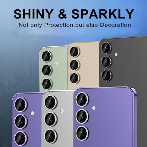 for Samsung Galaxy S24 Camera Lens Protector, Individual Metal Ring Tempered Glass Lens Cover, [Strong Adsorption] Scratch Resistant Ultra-Thin HD Clear Lens Cover, 1 Set-Black Ring in Saudi Arabia
