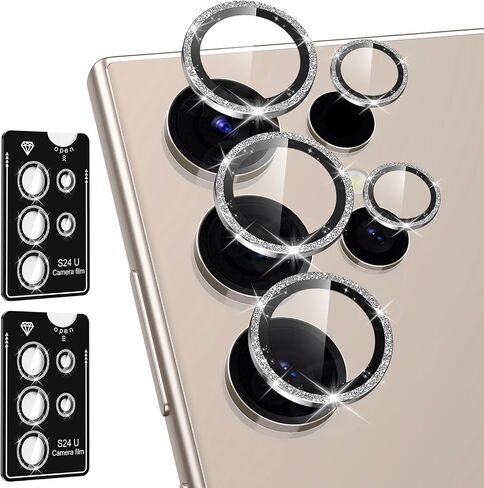 for Samsung Galaxy Z Flip 7 Camera Lens Protector, Individual Metal Ring Tempered Glass Lens Cover, [Strong Adsorption] Scratch Resistant Ultra-Thin HD Clear Lens Cover, 1 Set-Black Ring in Saudi Arabia