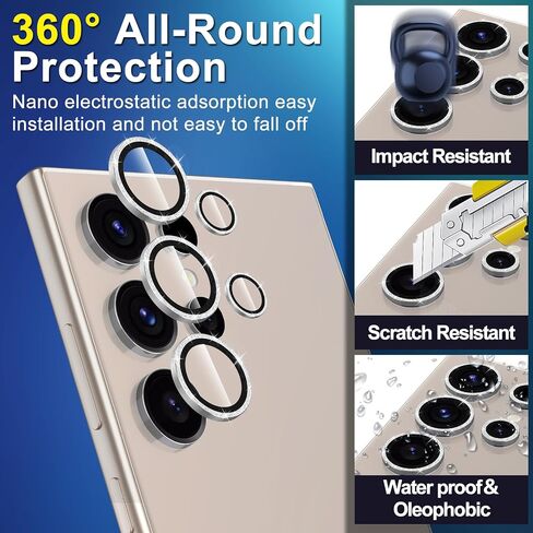 for Samsung Galaxy Z Flip 7 Camera Lens Protector, Individual Metal Ring Tempered Glass Lens Cover, [Strong Adsorption] Scratch Resistant Ultra-Thin HD Clear Lens Cover, 1 Set-Black Ring in Saudi Arabia