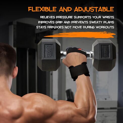 قفازات رفع الأثقال، قفازات تمرين راحة اليد من جلد البقر شديدة التحمل مع دعم لفافات المعصم، حماية كاملة لراحة اليد ومقابض سيليكون وقفازات الصالة الرياضية لرفع الأثقال والرفع الميت والتمرين in Kuwait