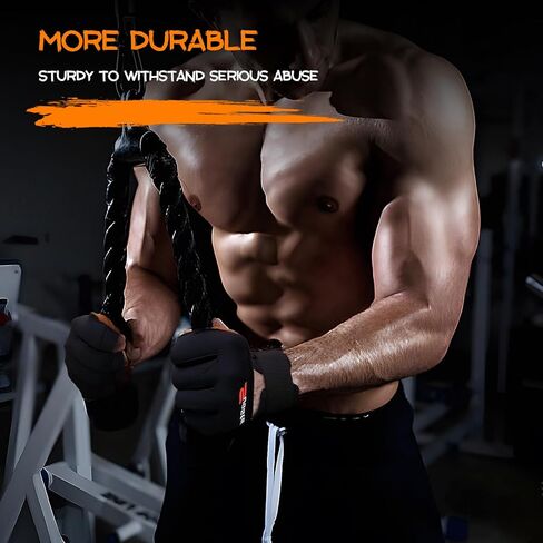 قفازات رفع الأثقال، قفازات تمرين راحة اليد من جلد البقر شديدة التحمل مع دعم لفافات المعصم، حماية كاملة لراحة اليد ومقابض سيليكون وقفازات الصالة الرياضية لرفع الأثقال والرفع الميت والتمرين in Kuwait