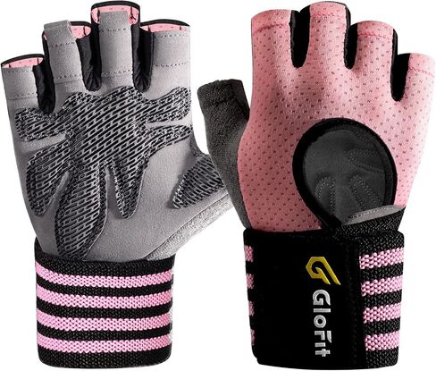 Workout Gloves with Wrist Wrap Support for Men & Women, Weight Lifting Gloves Anti-Slip Padded Palm Fingerless Exercise Glove for Powerlifting, Gym, Training in Saudi Arabia