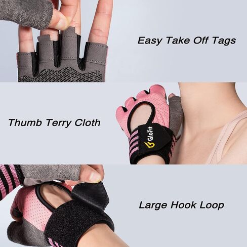 Workout Gloves with Wrist Wrap Support for Men & Women, Weight Lifting Gloves Anti-Slip Padded Palm Fingerless Exercise Glove for Powerlifting, Gym, Training in Saudi Arabia