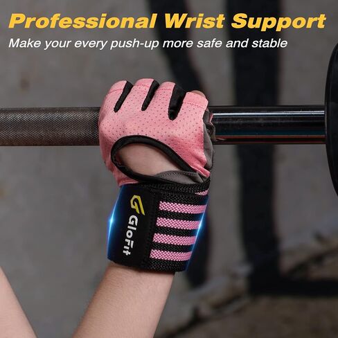 Workout Gloves with Wrist Wrap Support for Men & Women, Weight Lifting Gloves Anti-Slip Padded Palm Fingerless Exercise Glove for Powerlifting, Gym, Training in Saudi Arabia