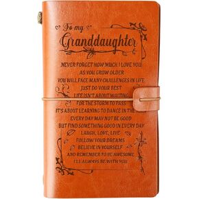 KAAYEE Granddaughter Gifts, To My Granddaughter Leather Journal -140 Page Keepsake Gifts for Granddaughter, Refillable Notebook Granddaughter Birthday Graduation Christmas Gifts