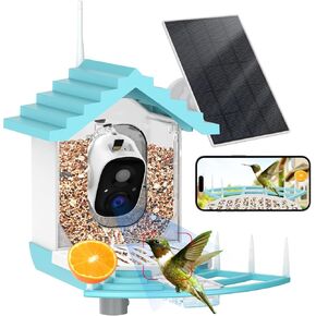 Bird Feeder with Camera - AI Identify Bird Species,Live View,Instant Arrival Alerts,Capture Bird Video,32GB,IP65 Waterproof,Bird Camera,Solar Powered Bird House Cameras,Smart Bird Feeder with Camera